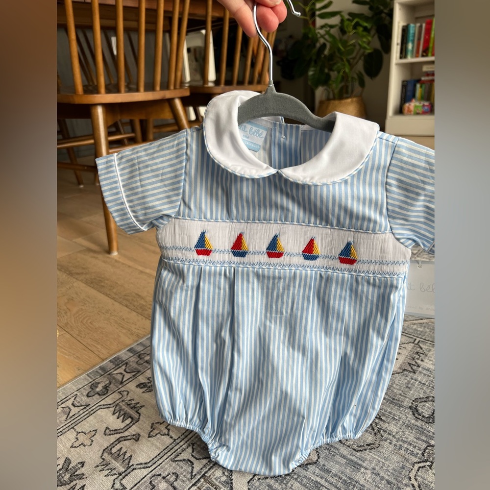 Brand new with tags Petit Bebe smoked knit boy bubble